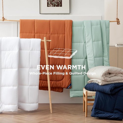 Bedsure Comforter Duvet Insert - Quilted Queen Size All-Season Down Alternative Blanket, White 88 x 88 Inches