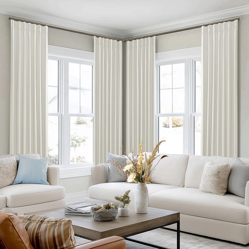 SHINELAND 108 Inch Curtains Long,Pinch Pleated Curtains Blackout Linen Black Out Extra Long Curtain for Living Room Drapes 108 Inches Long 2 Panels,Cream