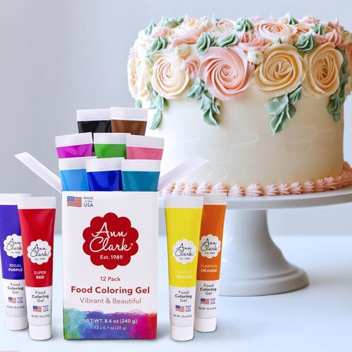Ann Clark Gel Food Coloring - Professional-Grade Set of 12 Vibrant Colors | Made in USA, 0.7 oz Each