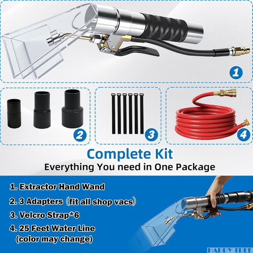 Happy Tree Universal Shop Vac Hose Kit - 25ft Wet-Dry Extraction Adapter for Upholstery & Auto Detailing