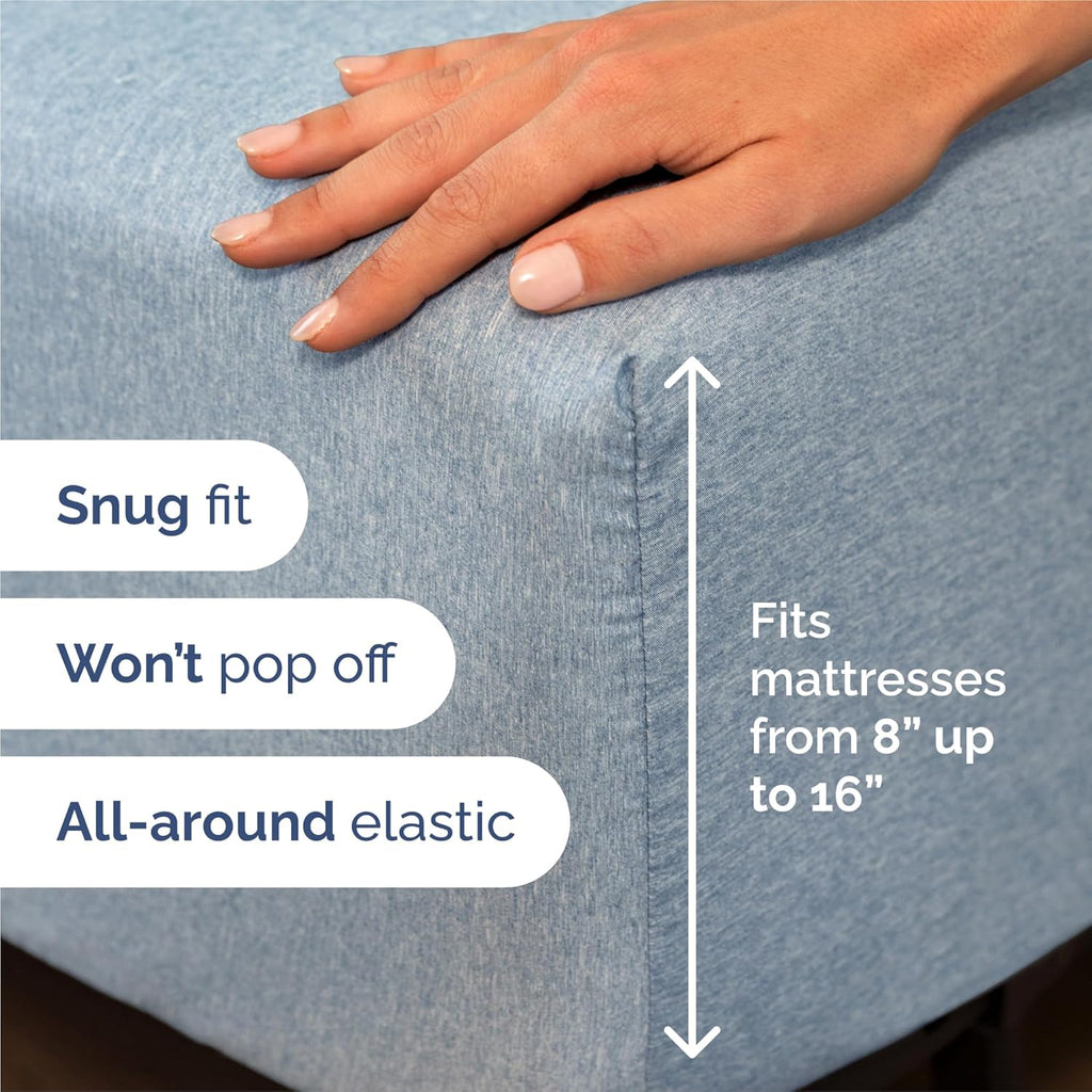 Split King Size 5-Piece Sheet Set - Comfy, Breathable Cooling Bed Sheets - Hotel Luxury Bedding in Blue