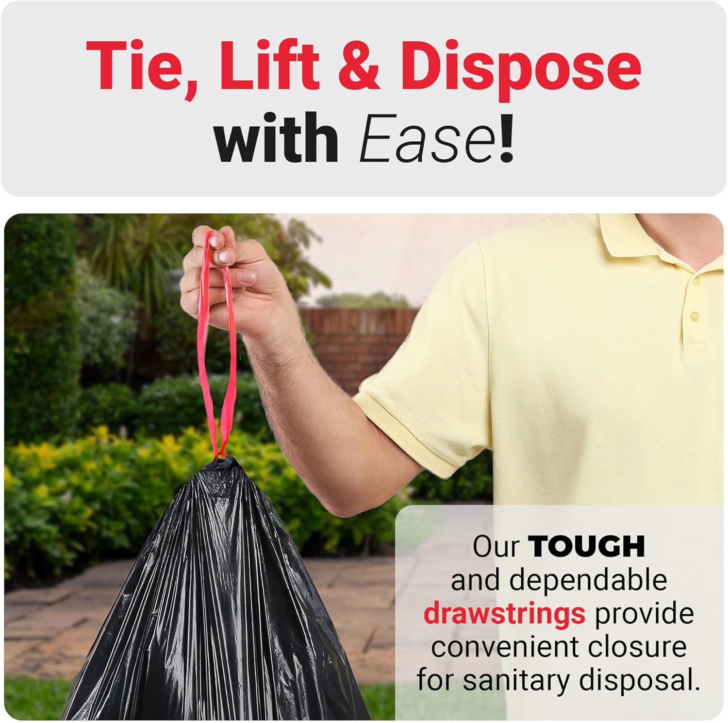Reli. Heavy-Duty 30 Gallon Trash Bags with Drawstring - 150 Count | Black Color | Large Size