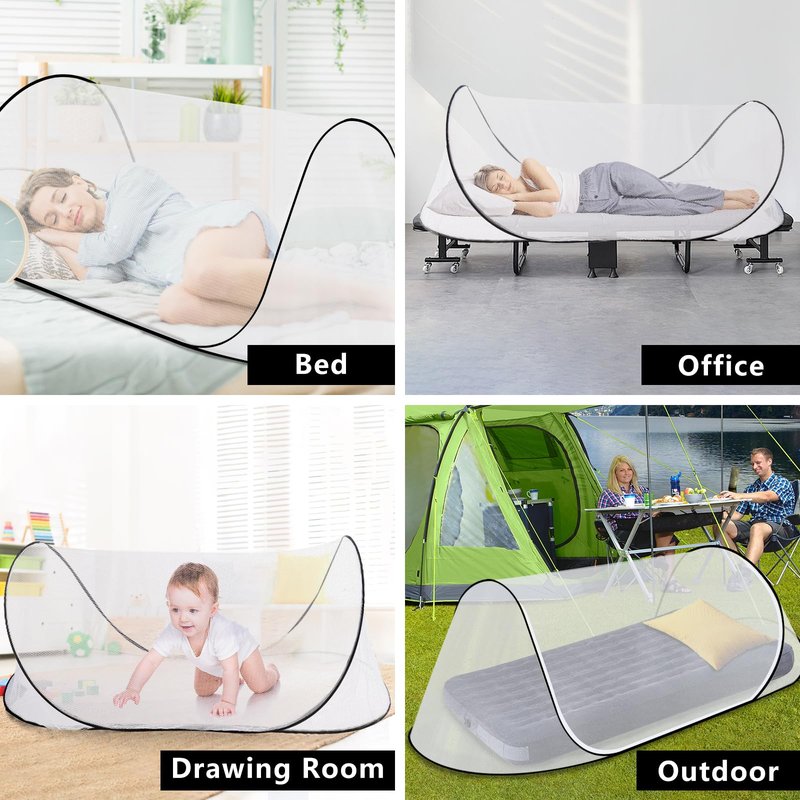 78 * 31 * 23 Inch Large Pop Up Mosquito Net, Portable Foldable Mesh Tent, Breathable Lightweight Mosquito Net Tent for Bed Camping Travel Patio