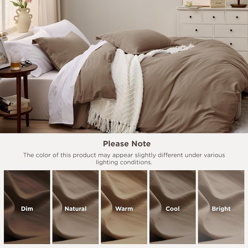 Bedsure Coffee Duvet Cover Set - Twin/Twin XL, Extra Soft Prewashed Polyester, Zipper Closure, 2 Pieces