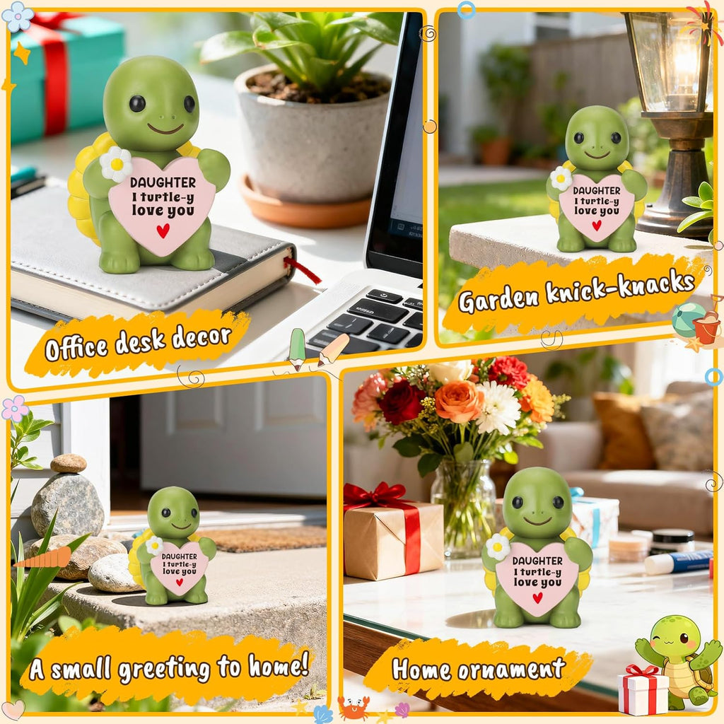 Skiennix Mini Resin Turtle Figurines - Cute Emotional Desk Decor for Mother's Day & Birthdays | Perfect Gift for Daughters & Teens