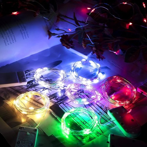 Brightown LED Fairy Lights - 12 Pack Waterproof String Lights | 7 Feet, 20 LED, Blue for Weddings & Parties