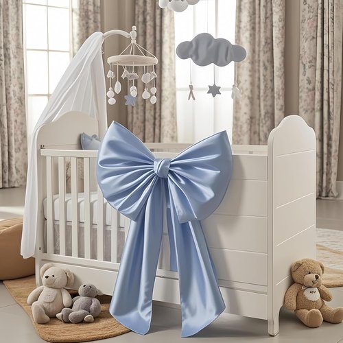 Big Blue Bow | Large Baby Blue Room Decor - 40x24 in Coquette Decorations for Weddings & Parties