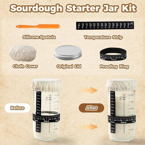 Complete Bread Proofing Basket Kit - All-in-One Sourdough Starter Set with Banneton, Dough Tools & More