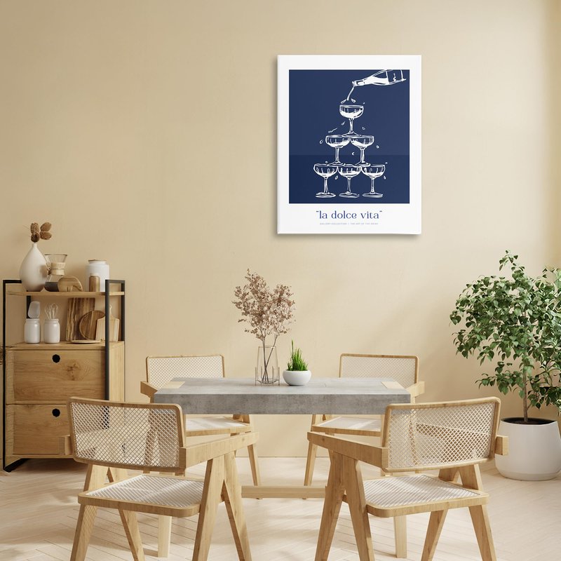 Stupell Industries Navy Champagne Tower Canvas Wall Art design by Lettered and Lined, 20 x 16