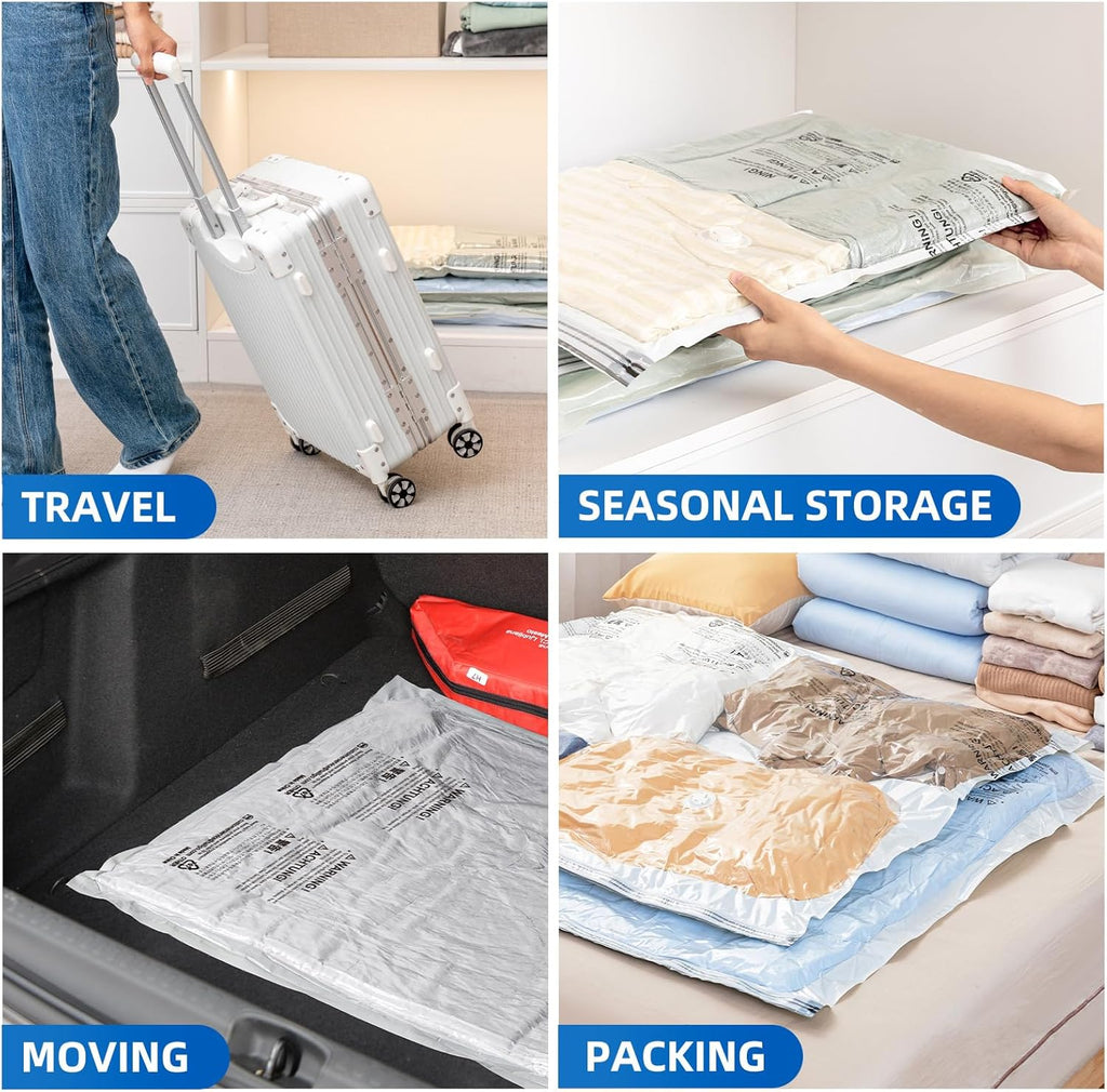 TAILI Jumbo Vacuum Storage Bags - 8 Pack Space Saver for Comforters & Blankets | 40x31 Inch