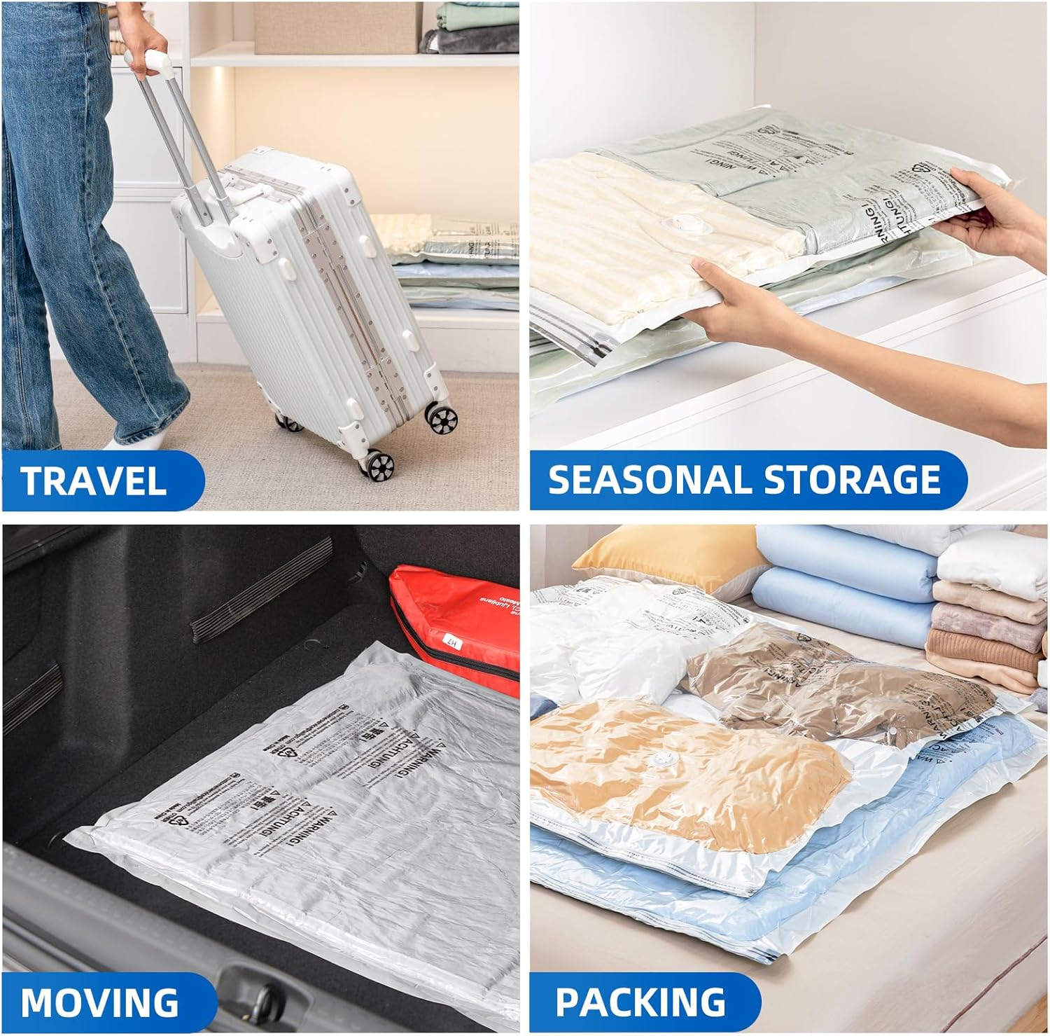 TAILI Jumbo Vacuum Storage Bags - 8 Pack Space Saver for Comforters & Blankets | 40x31 Inch