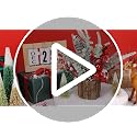 Hatisan Red Round Small Christmas Tree with Ornaments - Tabletop Indoor/Outdoor Decor