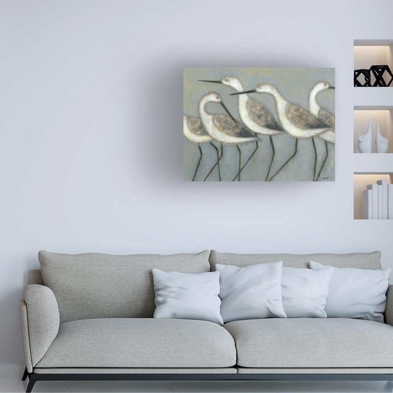 Wrapped Canvas Wall Art - Norman Wyatt 'Shore Birds I' Wall Art for Living Room, Bedroom, or Office Décor - 24x32