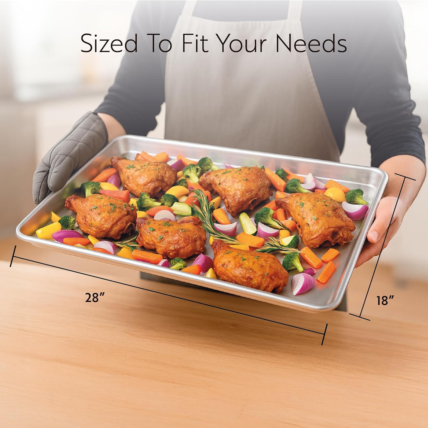 Restaurantware Met Lux Heavy-Duty 26 x 18 Inch Baking Pan - Durable Aluminum Sheet Pan for Baking & Roasting