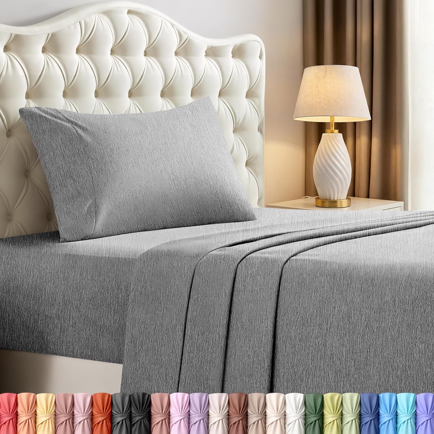 Utopia Bedding Twin Sheet Set - Soft & Breathable Microfiber, 3-Piece in Heather Grey | Oeko Tex Certified