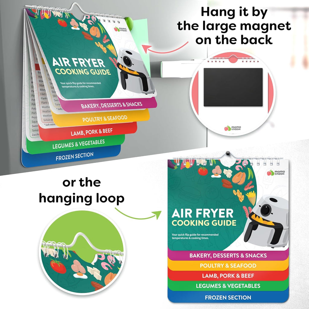 Air Fryer Cheat Sheet Magnets | Essential Cooking Guide for Air Fryers - Perfect Kitchen Gifts for Moms & Grandmas