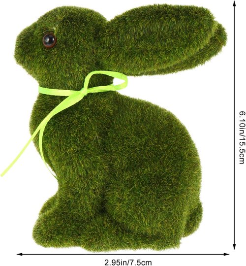 Flocked Easter Bunny Decor by Lifelike - Lifelike Green Artificial Grass Rabbit for Home & Kids' Events