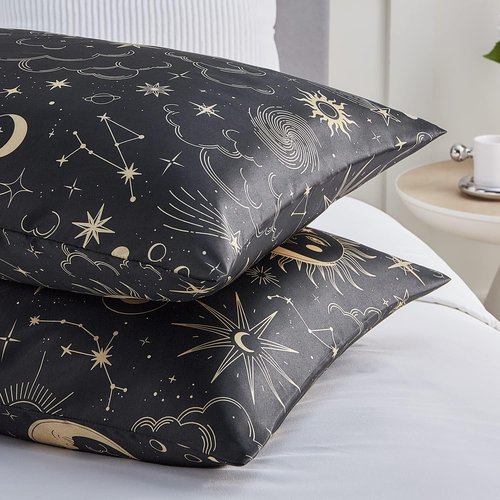 EXQ Home Satin Pillowcase Set - Black Silk Pillowcases for Hair & Skin | Queen Size 20x30 Inches, 2 Pack