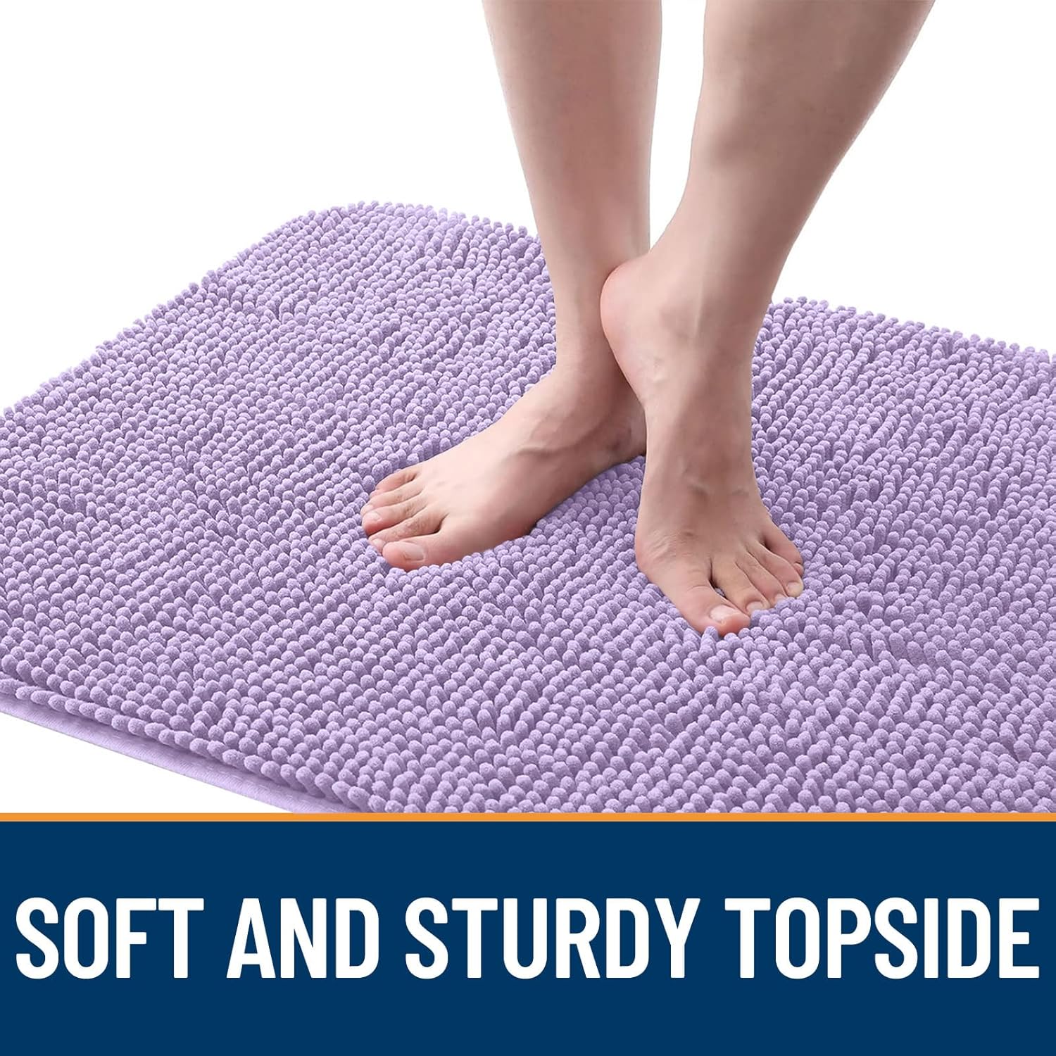 OLANLY Dog Door Mat - Absorbent Non-Slip Mud Mat for Indoor Use | Quick Dry Chenille 48x30, Lavender