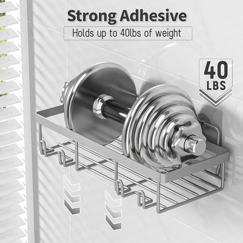 Liuoud Shower Caddy Organizer - Rustproof Stainless Steel Wall Storage Basket | 5 Pack, Large Capacity, Grey
