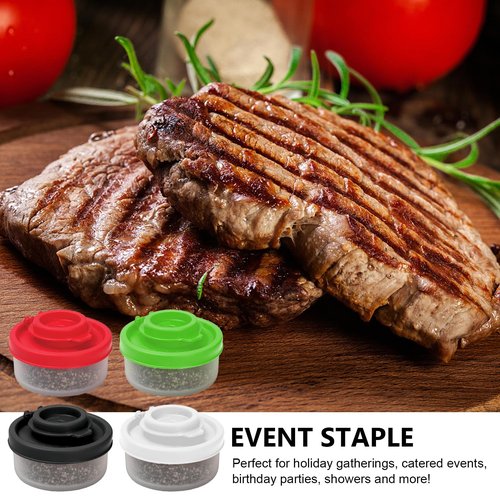 8 PCS of Mini Salt and Pepper Shakers, Portable Travel Spice Containers, Waterproof Mini Salt Shaker, Food Grade Plastic, Good Sealing, Suitable for Camping and Picnic (Black, White, Red, Green)