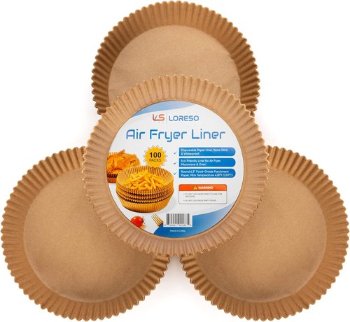 Air Fryer Liners - Disposable Non-Stick Parchment Paper Sheets | 100 Count, 6-7 Inch Round