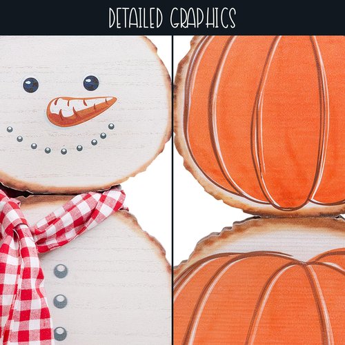 Darware Fall Pumpkin/Christmas Snowman Reversible Stand; 30-Inch Tall Holiday Decor Wooden Stand Up Figure