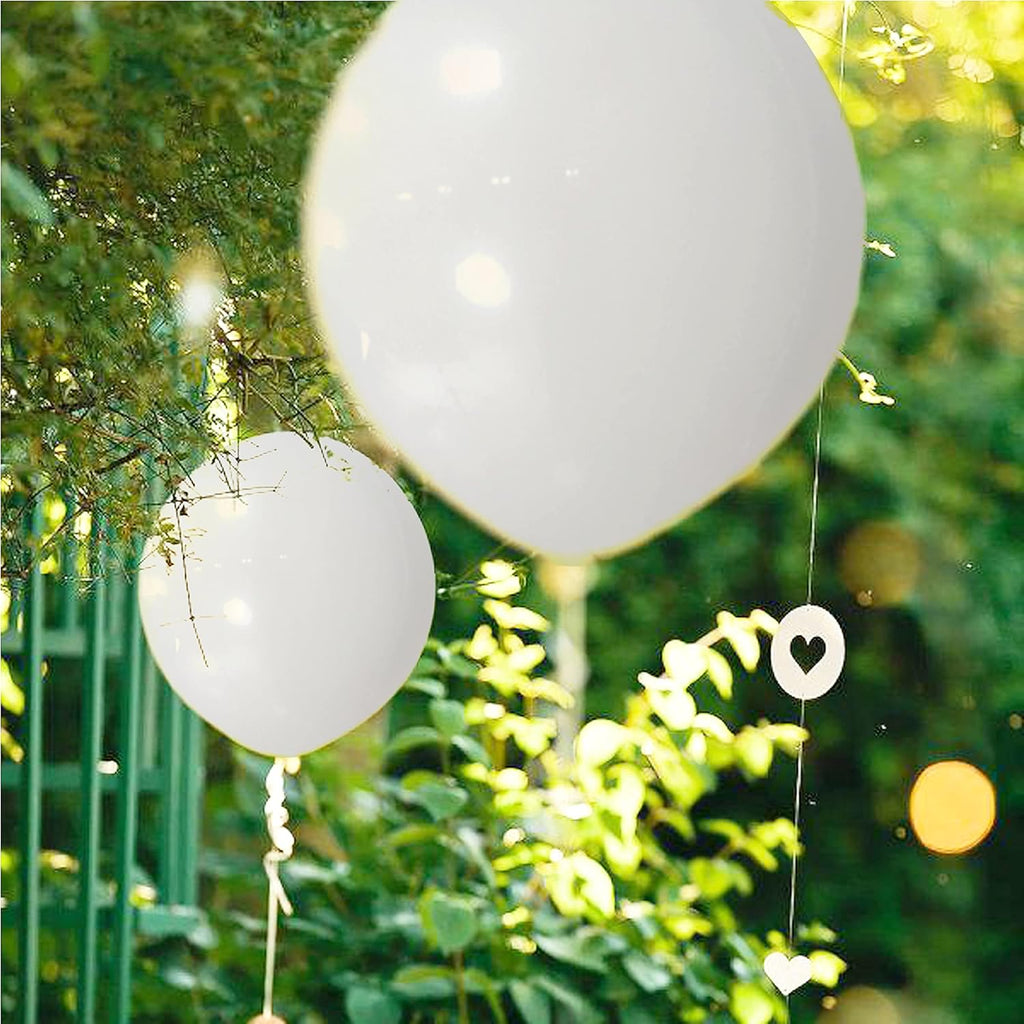 ASIYUHY White Balloons - 100 Pack 12 Inch Latex Balloons with Ribbons for Weddings & Parties