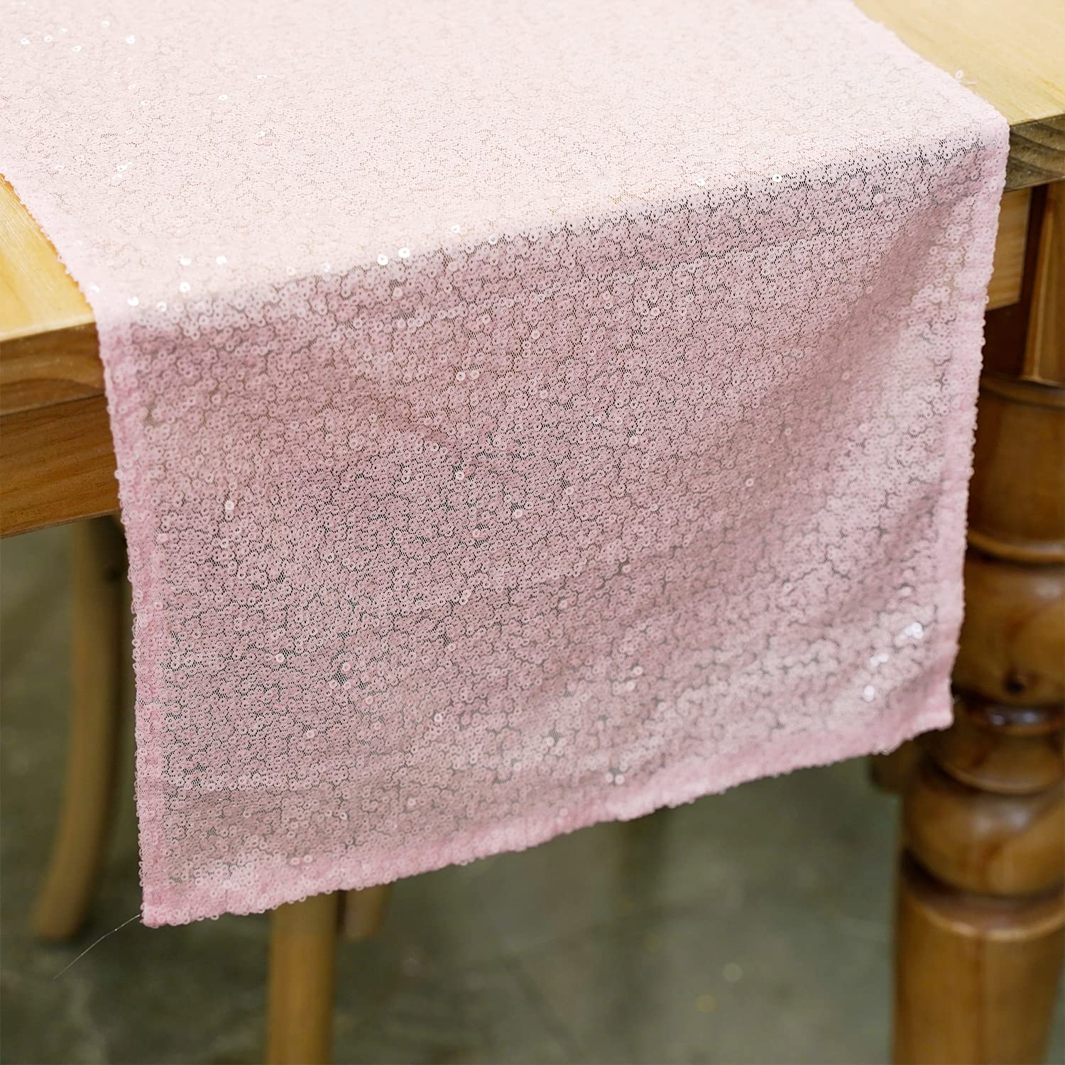 WISPET Pink Sequin Table Runner 12 X 108 Inch Pack of 12 Sequin Rectangle Table Runner Glitter Table Runner for Party Decor Graduation Party Supplies Decorations Wedding, Birthday