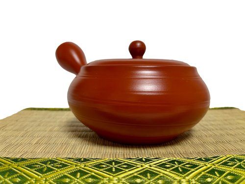 Japanese Kyusu tokoname Clay Teapot 10.8 fl.oz. Takeharu Red Clay Streak pattern from Japan
