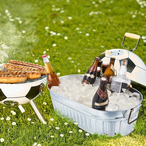 Lallisa 5.3 gallons Galvanized Beverage Tub Galvanized Bucket Metal Ice and Drink Bucket with Handles Tub for Parties Farmhouse Home Pool Bar(Silver,2 Pcs)