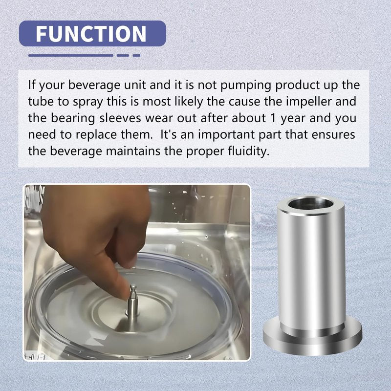 6 Pack 3220 Bearing Sleeve Compatible with Grindmaster Crathco 3220 D & E Series,Fit for D15, D25, D25-4, D35, D35-4, E27, E29, E47, E49 Beverage Dispenser Juicer Bubbler Type，Made of stainless steel