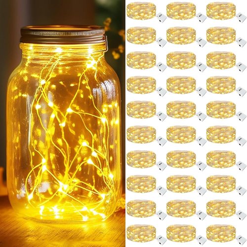 Kolpop 30 Pack LED Fairy Lights - 7FT 20 LED Mini Twinkle String Lights | Waterproof Battery Operated for Christmas & Parties (Warm White)