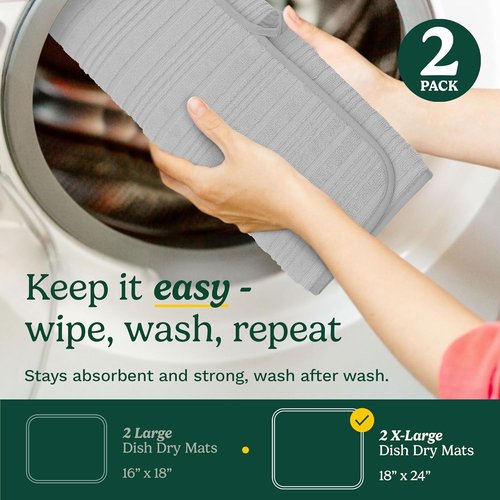 Cuisinart Dish Drying Mats - Ultra Absorbent XL 18" x 24" | Foldable, Machine Washable, Fast Drying