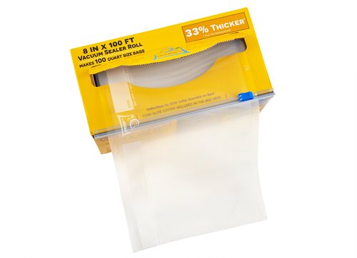 Vacuum Sealer Roll & Bag Cutter (8" x 100') 4 mil 100 Foot Embossed Bags by OutOfAir 33% Thicker, BPA Free, Sous Vide, Commercial Grade, Works with All Machines