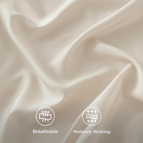 Bedsure Cooling Sheets - Twin XL Bamboo Rayon | Breathable, Soft & Deep Pocket Up to 16" - Light Beige
