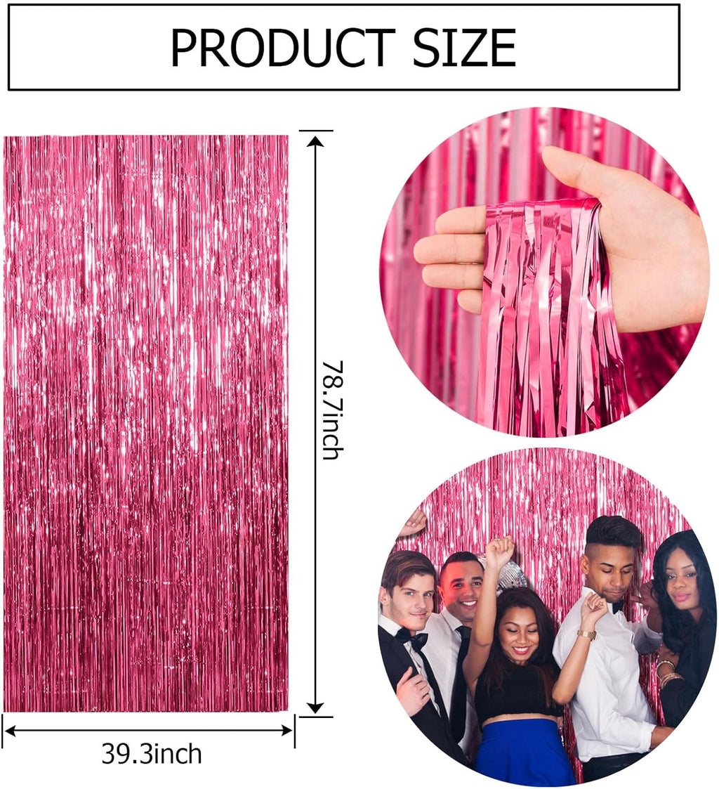 Skiennix 20 Pack Pink Backdrop Decorations - Tinsel Curtain Foil Fringe for Birthday & Graduation