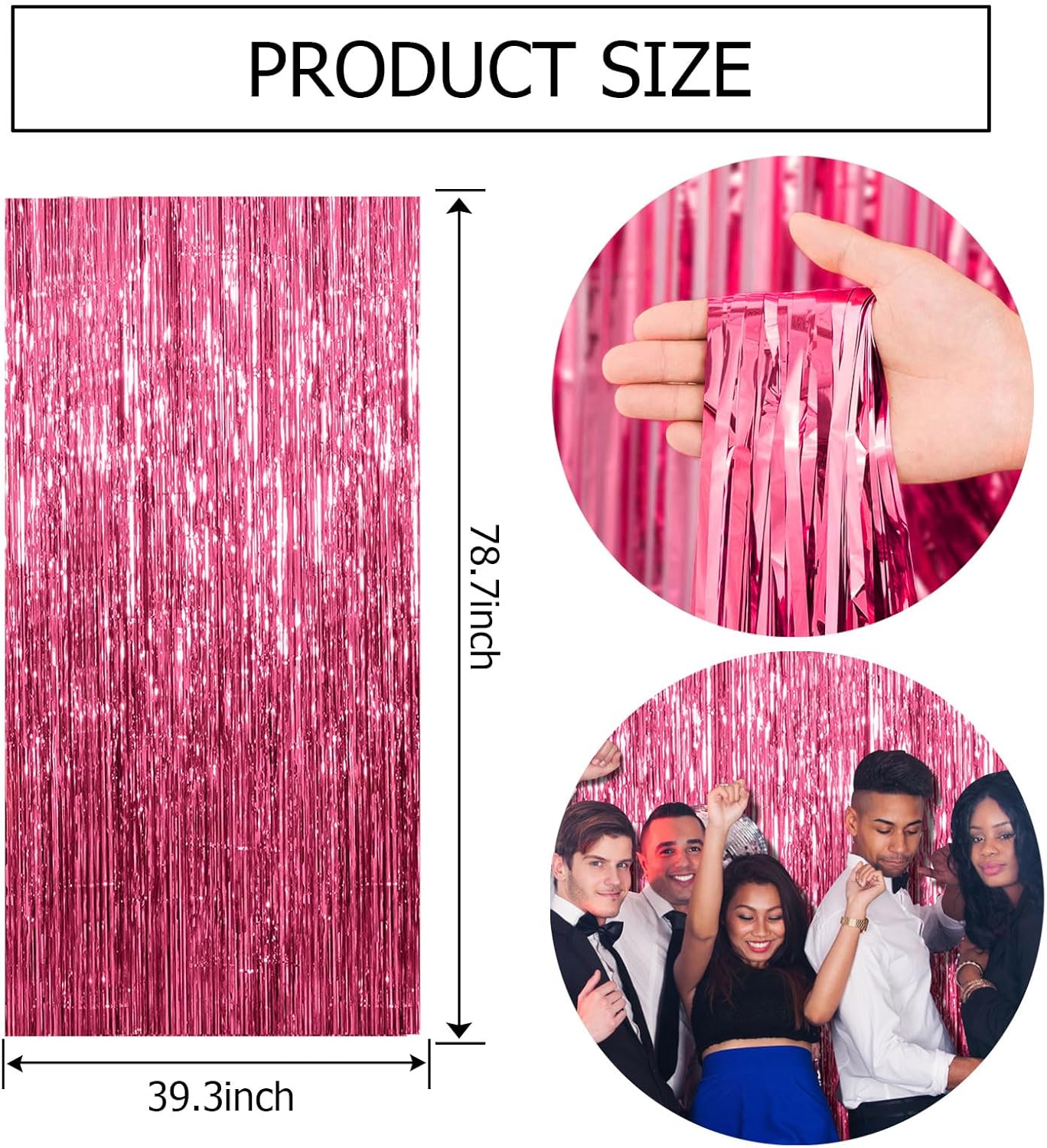 Skiennix 20 Pack Pink Backdrop Decorations - Tinsel Curtain Foil Fringe for Birthday & Graduation