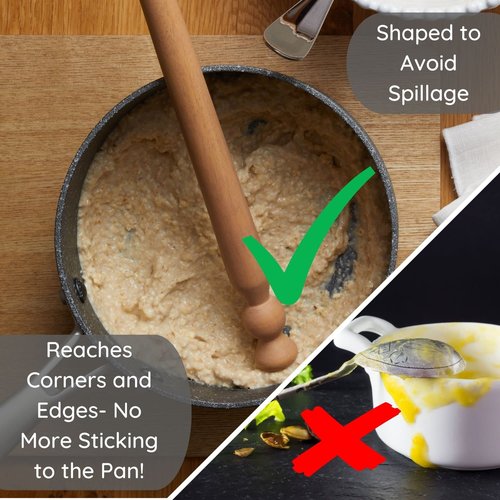 Muldale Scottish Porridge Spurtle – 11.5" Wooden Oatmeal Stirring Spoon – Traditional Spurdle Kitchen Tool – Natural Beechwood Cooking Stick for Creamy Porridge