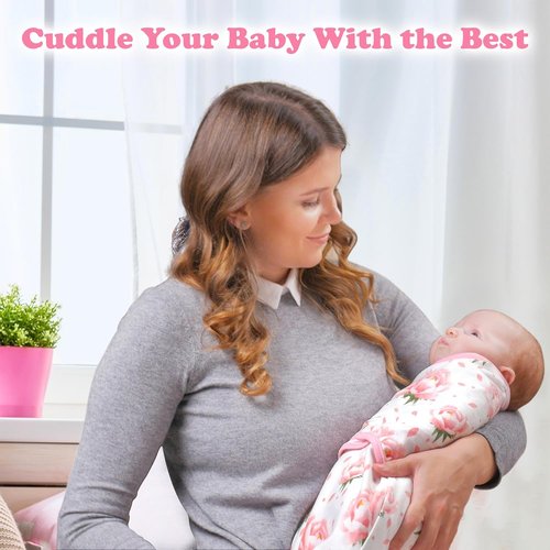 Bublo Baby Swaddles - Adjustable Organic Cotton Infant Sleep Sack | 3-Pack for Newborns (Hearts-Flowers)