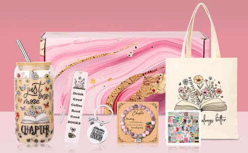 TENICER Book Lover Gifts for Women 8pcs Gift Basket for Bookish Books Club Themed Present Birthday for Readers Librarians Bookworms