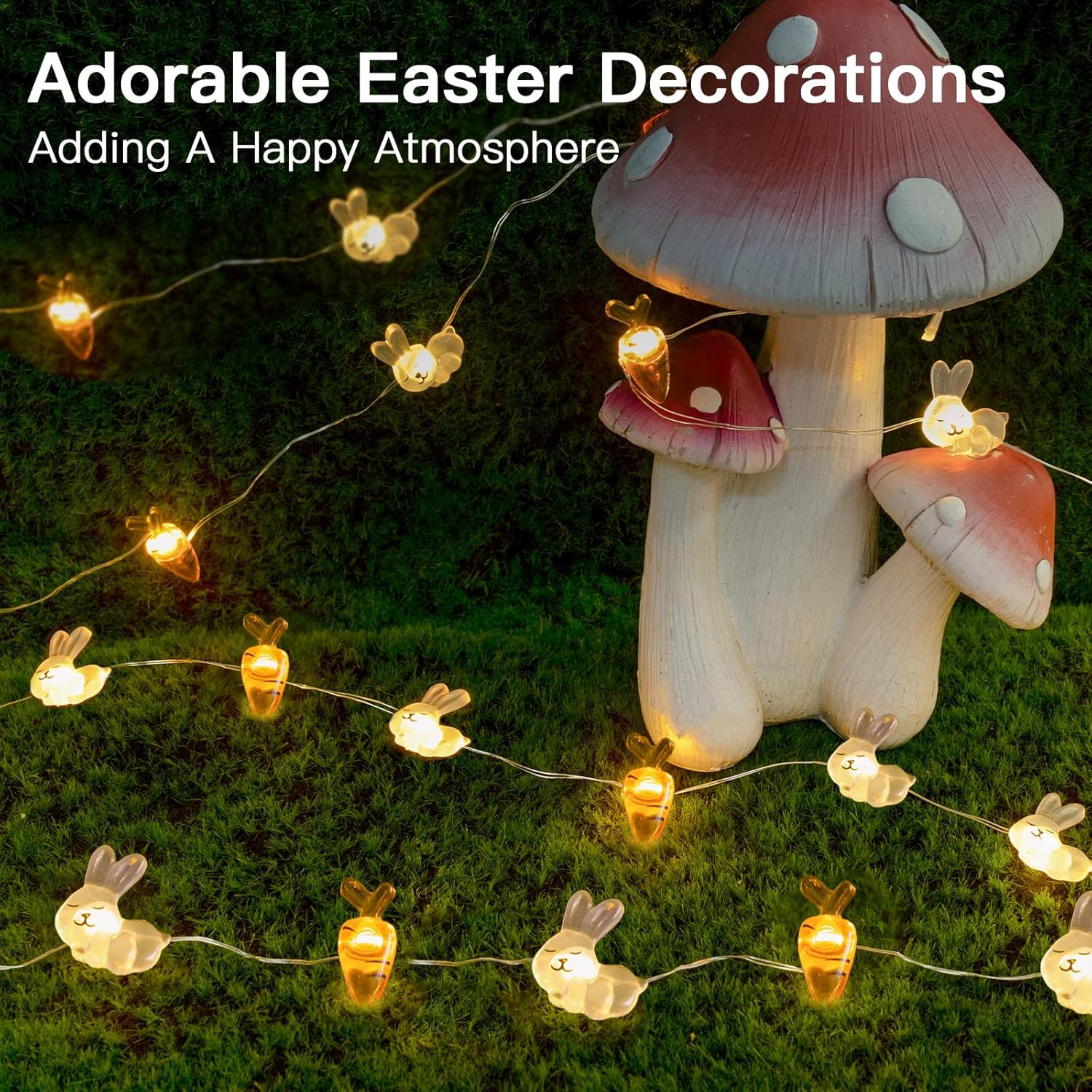 Suddus Easter String Lights - Battery Operated 12.8ft with 40 LED Bulbs for Indoor & Outdoor Decor