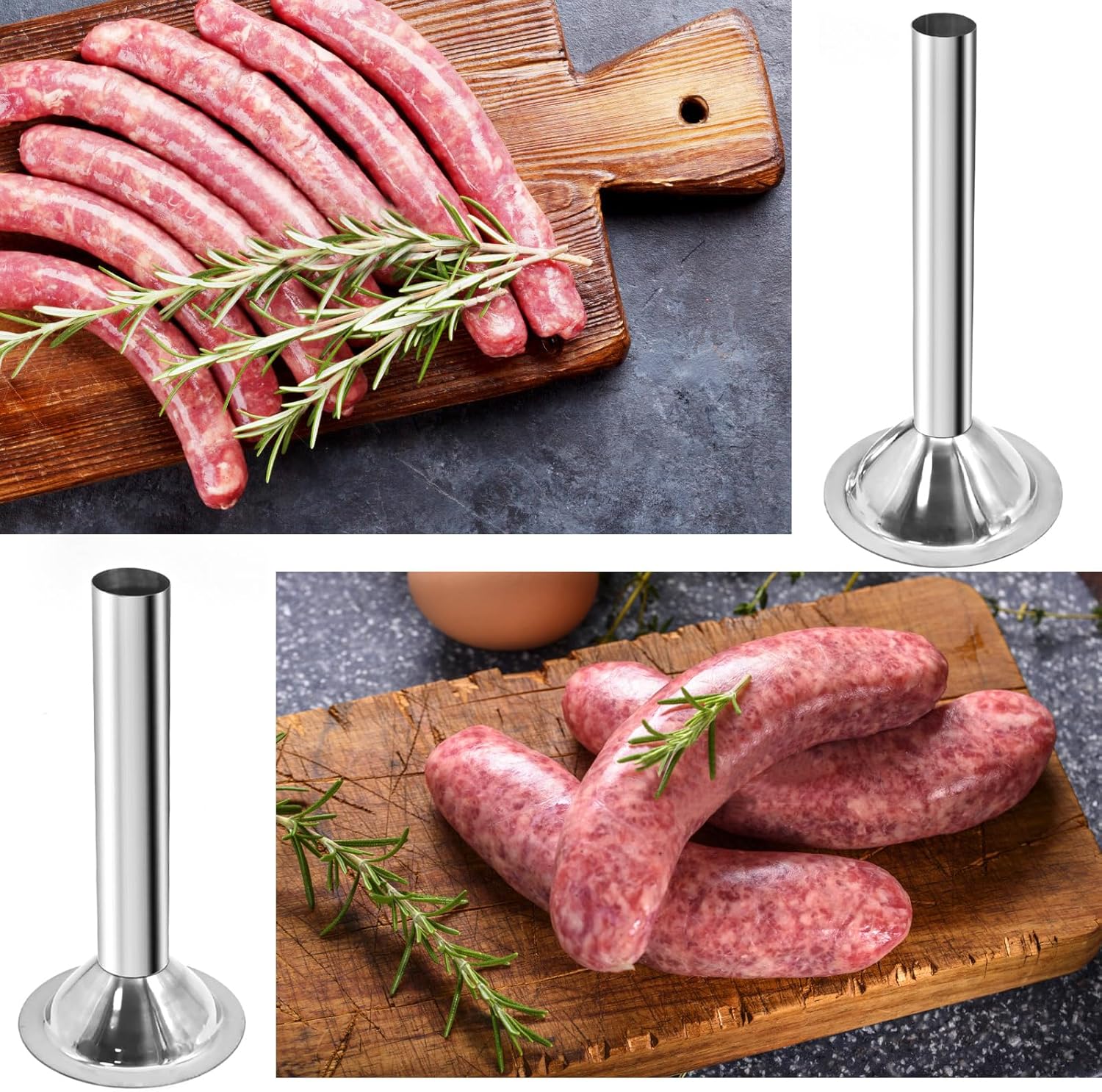 Saihisday Sausage Stuffing Tubes - Stainless Steel Nozzles for #32 Meat Grinder | 4 Sizes Included