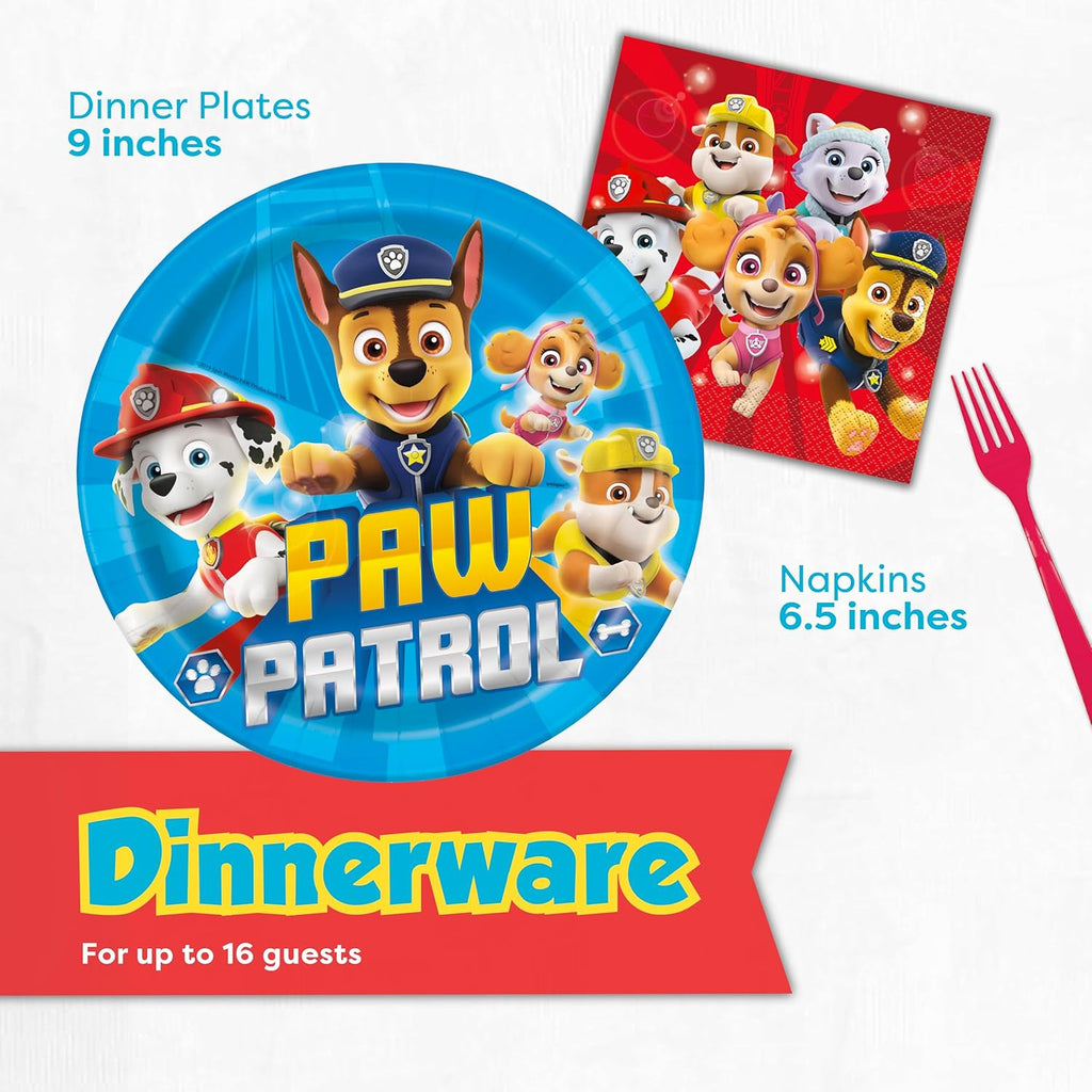 Paw Patrol Birthday Decorations - Complete Party Supplies Kit for 16 Guests with Plates, Napkins, and Favors