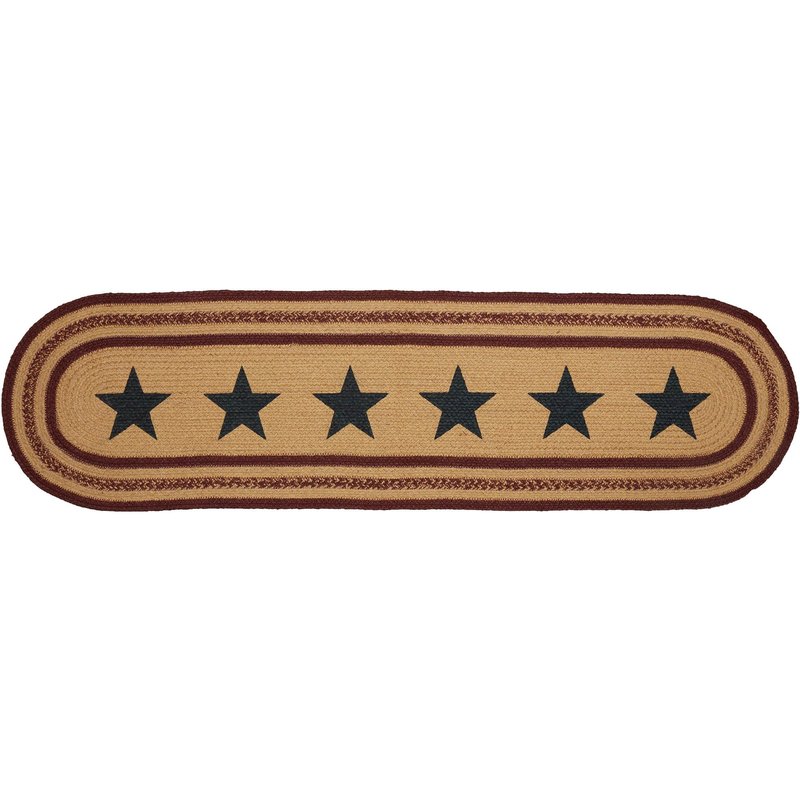 VHC Brands, Potomac, Braided Jute, 13x48, Jute Runner Stencil Stars, Tan