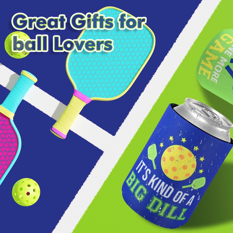 Layhit 24 Pcs Gifts for Players, Funny Ball Can Coolers Sleeve Paddles Sport Lovers 12oz Insulated Can for Sport Themed Birthday