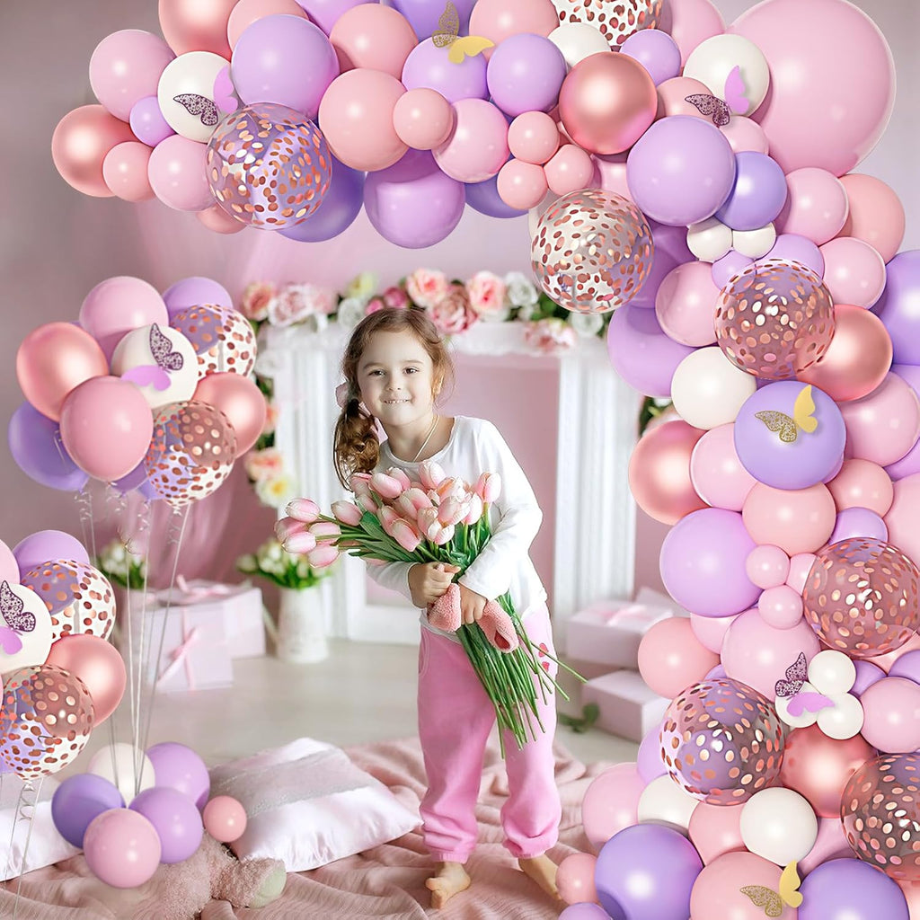 Ouddy Pastel Purple Balloon Set - 129 Pcs in Various Sizes | 6 Pcs 18” Lavender Balloon Arch Kit for Parties
