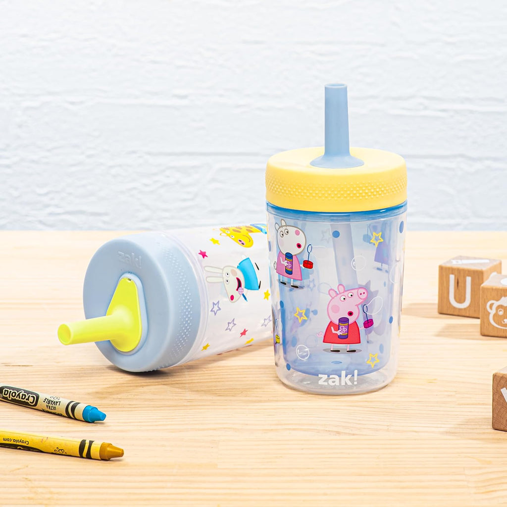 Zak Designs Peppa Pig Toddler Tumblers - 9oz Double Wall Sippy Cups, Leak-Proof Design, 2-Pack