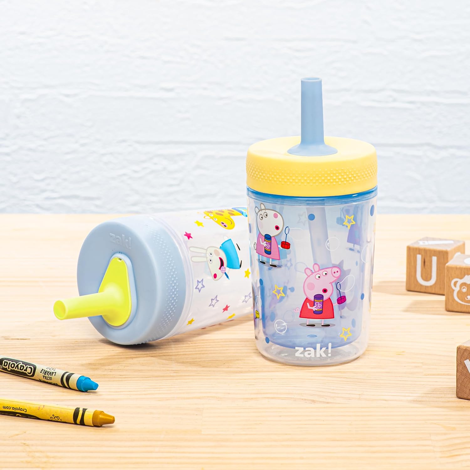 Zak Designs Peppa Pig Toddler Tumblers - 9oz Double Wall Sippy Cups, Leak-Proof Design, 2-Pack
