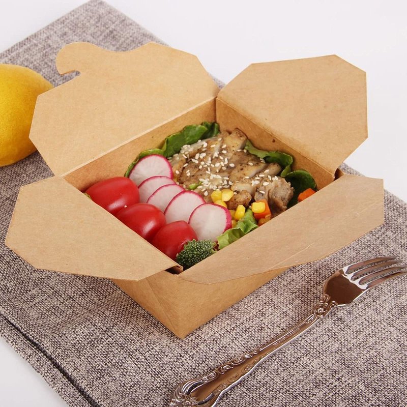 JEUIHAU 50 Pack 45 Oz Kraft Brown Take Out Boxes, Chinese Takeout Containers, Leak and Grease Resistant to Go Containers for Restaurant, Catering and Party, Microwaveable